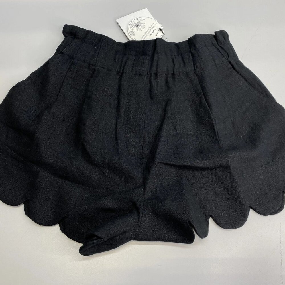 NEW SCARLETT POPPIES Women’s Amaria Mini Shorts Size XS Black — Scalloped Edges